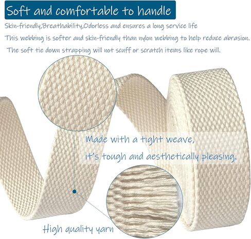 1 Inch Heavy Cotton Webbing 5.5~6 Yards Polyester Cotton Webbing Strap for Arts and DIY Crafts, Sewing Webbing Tote Canvas Bags Making Outdoor Accessories (Beige) in Saudi Arabia