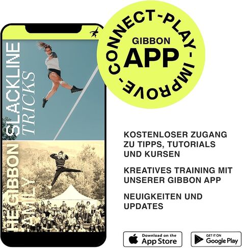 Gibbon JibLine XL Slackline with TreeWear - Jumpline & Trickline 82ft Slack Line (66ft line + 8ft Ratchet Strap (2) with Reinforced Loop), 2" Line in Saudi Arabia