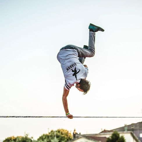 Gibbon JibLine XL Slackline with TreeWear - Jumpline & Trickline 82ft Slack Line (66ft line + 8ft Ratchet Strap (2) with Reinforced Loop), 2" Line in Saudi Arabia