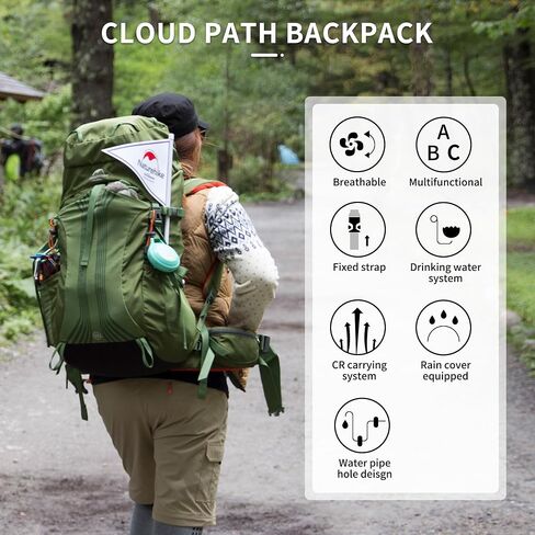 Naturehike 55/65L Internal Frame Hiking Backpack for Outdoor Camping Travel Backpacking Backpack for Men (Army Green, 55L) in Saudi Arabia