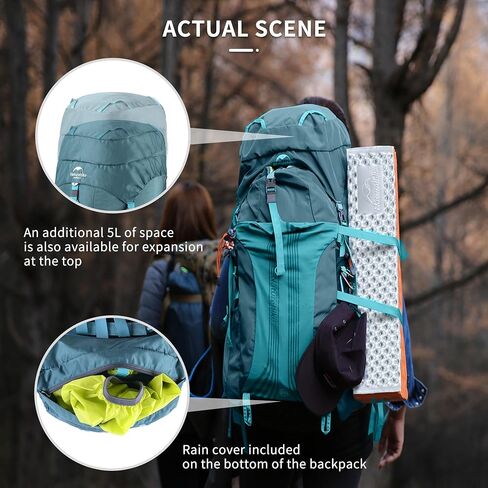 Naturehike 55/65L Internal Frame Hiking Backpack for Outdoor Camping Travel Backpacking Backpack for Men (Army Green, 55L) in Saudi Arabia
