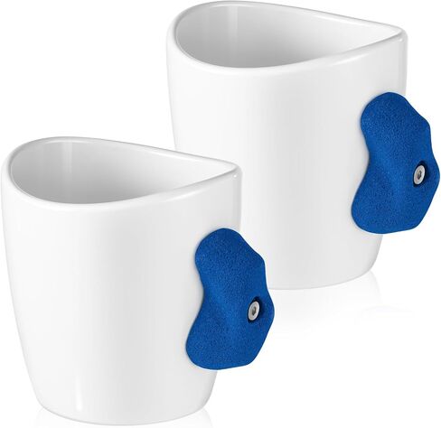 Uiifan 2 Pcs Rock Climbing Mug Rock Climbing Gifts 12 oz Climber Hold Mug with Climber Handle Hold Mountain Climbing Gifts and Accessories Pinch Holder Cup for Coffee Tea (White, Blue) in Kuwait