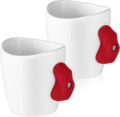 Uiifan 2 Pcs Rock Climbing Mug Rock Climbing Gifts 12 oz Climber Hold Mug with Climber Handle Hold Mountain Climbing Gifts and Accessories Pinch Holder Cup for Coffee Tea (White, Blue) in Kuwait