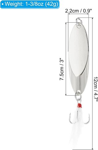 PATIKIL Fishing Spoons Fishing Lures Casting Spoon Treble Hooks Jigs Hard Metal Spinner Baits for Freshwater Saltwater in Saudi Arabia