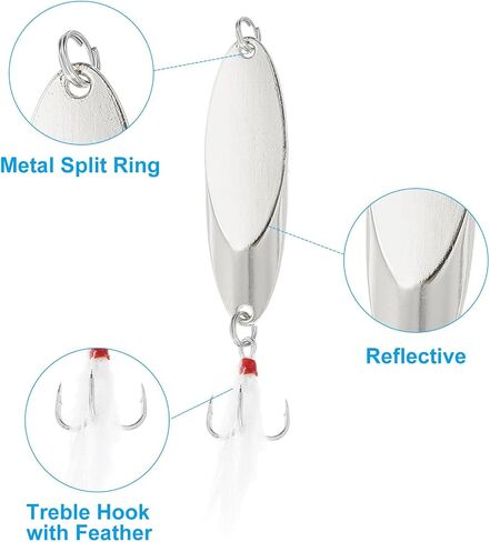 PATIKIL Fishing Spoons Fishing Lures Casting Spoon Treble Hooks Jigs Hard Metal Spinner Baits for Freshwater Saltwater in Saudi Arabia