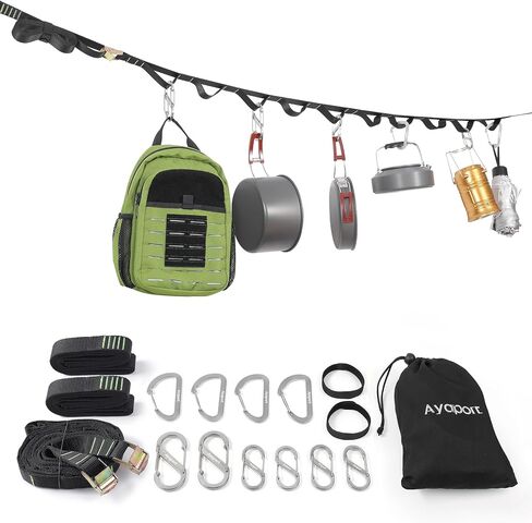 Ayaport Campsite Storage Strap Tent Camping Stuff Tree Hanging Organizer with 10 Hooks & 20 Loops, Must Have Camping Gear Kitchen Hammock Strap Tent Accessories in Saudi Arabia