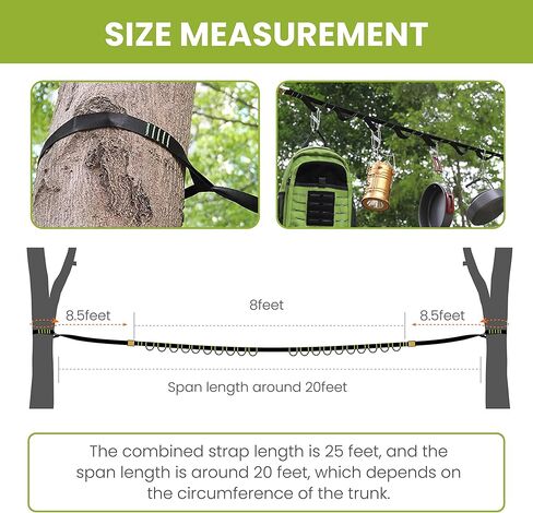 ayaport المخيم تخزين حزام خيمة التخييم الاشياء شجرة شنقا المنظم مع 10 السنانير و 20 حلقة، يجب أن يكون التخييم والعتاد المطبخ أرجوحة حزام الملحقات خيمة in Kuwait