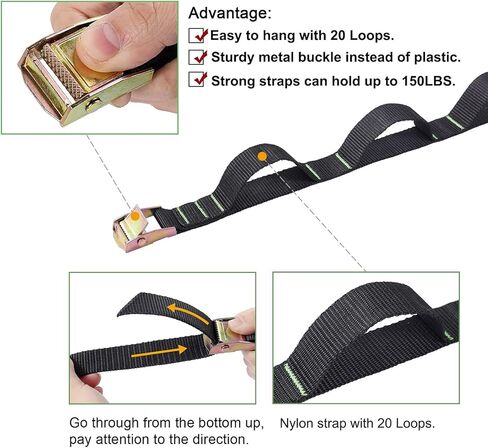Ayaport Campsite Storage Strap Tent Camping Stuff Tree Hanging Organizer with 10 Hooks & 20 Loops, Must Have Camping Gear Kitchen Hammock Strap Tent Accessories in Saudi Arabia