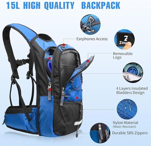 Zounich Hydration Backpack, Breathable Running Backpack with 3L Water Bladder, Large Capacity Hiking Rucksack Outdoors Hydration Bag Pack Perfect for Cycling Camping Fitness Climbing Fits Men & Women in Saudi Arabia