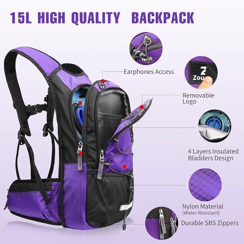Zounich Hydration Backpack, Breathable Running Backpack with 3L Water Bladder, Large Capacity Hiking Rucksack Outdoors Hydration Bag Pack Perfect for Cycling Camping Fitness Climbing Fits Men & Women in Saudi Arabia