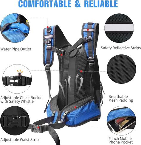 Zounich Hydration Backpack, Breathable Running Backpack with 3L Water Bladder, Large Capacity Hiking Rucksack Outdoors Hydration Bag Pack Perfect for Cycling Camping Fitness Climbing Fits Men & Women in Saudi Arabia