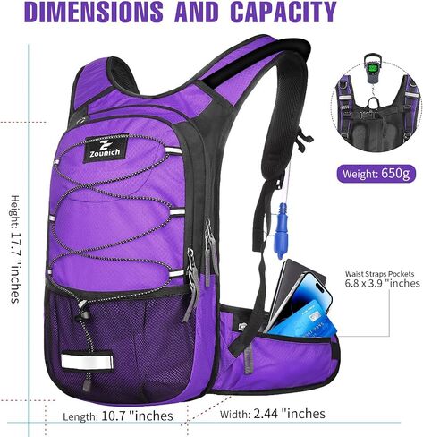 Zounich Hydration Backpack, Breathable Running Backpack with 3L Water Bladder, Large Capacity Hiking Rucksack Outdoors Hydration Bag Pack Perfect for Cycling Camping Fitness Climbing Fits Men & Women in Saudi Arabia