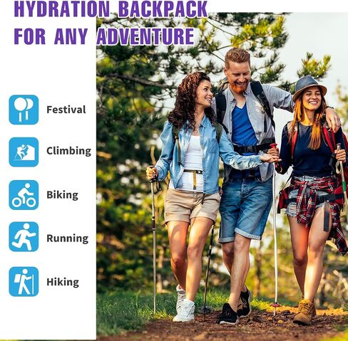 Zounich Hydration Backpack, Breathable Running Backpack with 3L Water Bladder, Large Capacity Hiking Rucksack Outdoors Hydration Bag Pack Perfect for Cycling Camping Fitness Climbing Fits Men & Women in Saudi Arabia