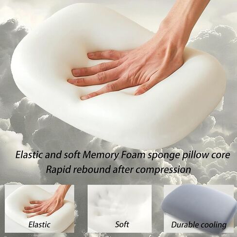Camping Pillow Small Travel Pillow Memory Foam Bed Soft Neck Pillow Lightweight Easy to Carry Portable Cooling Home Pillow Removable Pillow Cover with Travel Storage Bag (Gray) in Saudi Arabia