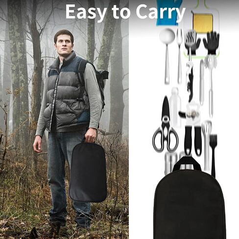 Camping Cooking Utensils Set - Camping Kitchen Equipment, Compact and Portable Camper Accessories, Perfect for Travel, Picnic, RV, Camping, BBQ, Party in Saudi Arabia