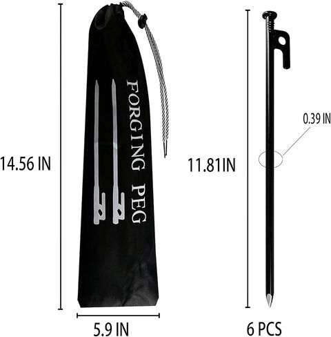 6 Pack Tent Stakes, 12 inch Tent Stakes Heavy Duty with Storage Bag, Forged Steel Tent Pegs for Camping Unbreakable and Inflexible in Saudi Arabia
