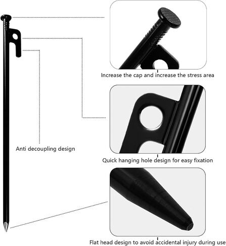 6 Pack Tent Stakes, 12 inch Tent Stakes Heavy Duty with Storage Bag, Forged Steel Tent Pegs for Camping Unbreakable and Inflexible in Saudi Arabia