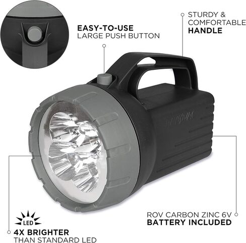 مصباح يدوي LED عائم من RAYOVAC، بطارية 6 فولت متضمنة، عمر بطارية رائع، يطفو لسهولة استعادة المياه، ضوء الطوارئ in Kuwait