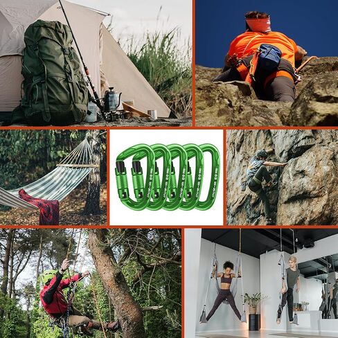 UIAA Certified Professional Heavy Duty Large Locking Carabiner Clips Climbing Carabiner 25kN Auto Locking Carabiner for Rock/Ice Climbing Rappelling Rescue Swing etc, D Shaped in Saudi Arabia