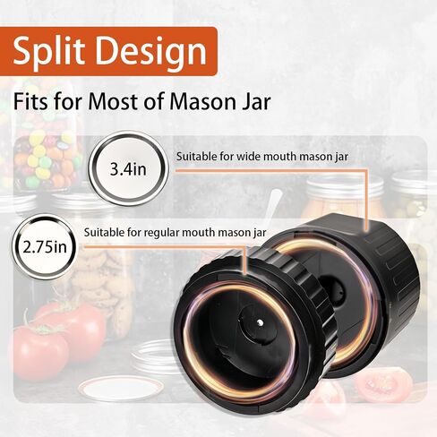 Mason Jar Vacuum Sealer، 2024 ترقية M1 مجموعة سدادة الهواء الكهربائية الأوتوماتيكية بالكامل لتعليب برطمانات ميسون ذات الفم العريض والمنتظم، آلة إغلاق جرة ميسون ذات الكرة اللاسلكية لتوفير الطعام in Saudi Arabia