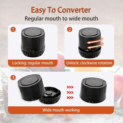 Mason Jar Vacuum Sealer، 2024 ترقية M1 مجموعة سدادة الهواء الكهربائية الأوتوماتيكية بالكامل لتعليب برطمانات ميسون ذات الفم العريض والمنتظم، آلة إغلاق جرة ميسون ذات الكرة اللاسلكية لتوفير الطعام in Saudi Arabia
