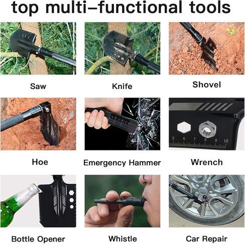 Camping Folding Shovel Survival Tool with Carrying Pouch Military Shovel Multitool for Car Emergency Camping Hiking Backpacking Fishing Gardening in Saudi Arabia