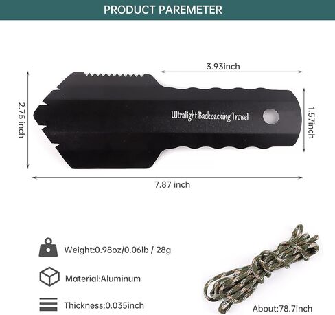 Ultralight Camping Trowel Backpacking Trowel Portable Aluminum Camping Shovel Small Potty Spade Hiking Trowel Garden Trowel with Longer Handle(Blue) in Saudi Arabia