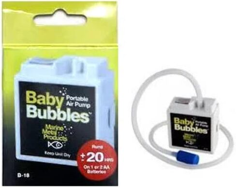 جهاز تهوية الطعم الحي المحمول B-18 Baby Bubbles من Marine Metal، مضخة هواء مقاومة للماء، مدمجة وتعمل بالبطارية (3 جالون) in Kuwait
