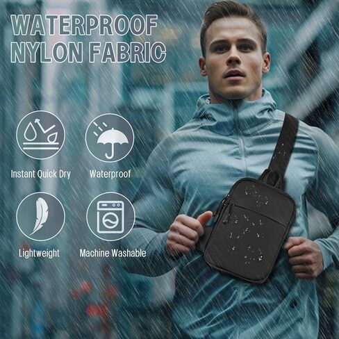 Mini Sling Bag for Men, Waterproof Small Crossbody Bag Lightweight Everyday Carry Chest Bag for Travel Walk Sport in Saudi Arabia
