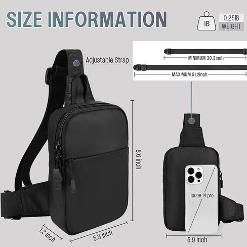 Mini Sling Bag for Men, Waterproof Small Crossbody Bag Lightweight Everyday Carry Chest Bag for Travel Walk Sport in Saudi Arabia