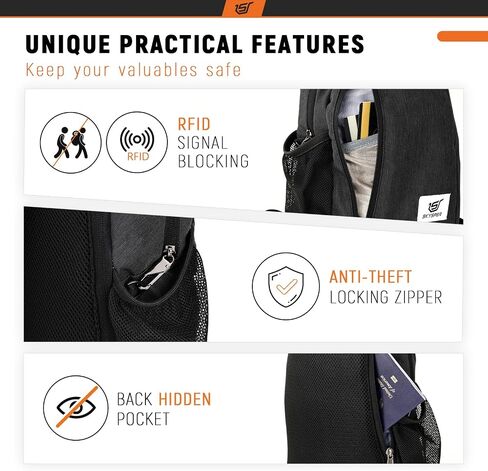 SKYSPER Sling Bag RFID Crossbody Sling Backpack Cross Body Shoulder Travel Bag Hiking Daypack for Women Men(Black) in Saudi Arabia