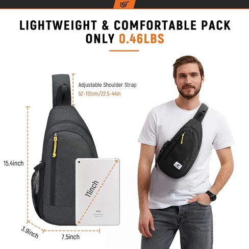 SKYSPER Sling Bag RFID Crossbody Sling Backpack Cross Body Shoulder Travel Bag Hiking Daypack for Women Men(Black) in Saudi Arabia