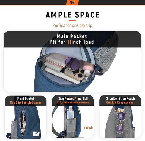 SKYSPER Sling Bag RFID Crossbody Sling Backpack Cross Body Shoulder Travel Bag Hiking Daypack for Women Men(Black) in Saudi Arabia