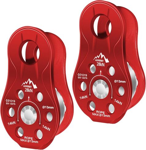 Fixed Plate Micro Pulley, 28KN CE Certified General Purpose Small Aluminum Rope Pulleys Slack Tender for Hauling/Rigging/Climbing/Aloft Work/Rappelling etc (One Unit (28KN Pulley Blue)) in Saudi Arabia