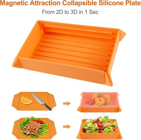 أطباق وأوعية سيليكون قابلة للطي مع غطاء، أطباق عشاء قابلة للطي، حاوية تخزين طعام الشواء، وعاء سفر قابل للطي للتخييم، المشي لمسافات طويلة، إعداد الوجبات، الوجبات الخفيفة، السلطة، تناول الطعام بواسطة Rely2016 (برتقالي) in Kuwait