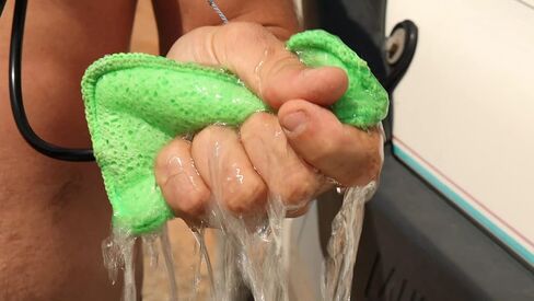 إسفنجة بديلة للتنظيف بنظام Geyser للاستحمام المحمول وأدوات التنظيف للتخييم والترفيه في الهواء الطلق - أصفر in Saudi Arabia