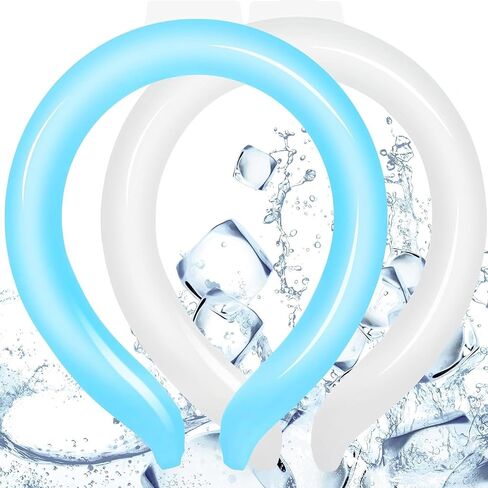 2Pcs Ice Ring, Neck Cooling Tube, Neck Ice Pack, Reusable Ice Ring Neck Cooler, Neck Cooling Ring for Indoor Outdoor Summer Hot Weather, Blue+ White in Saudi Arabia