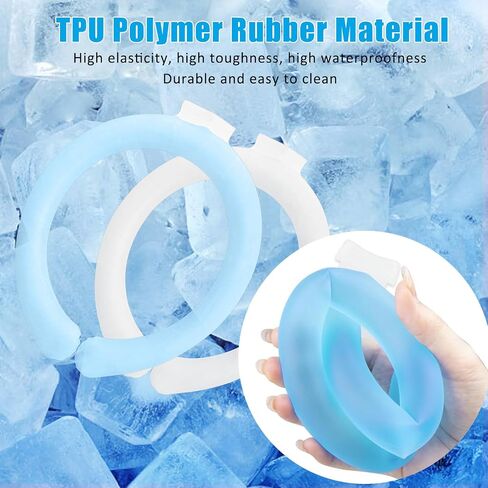 2Pcs Ice Ring, Neck Cooling Tube, Neck Ice Pack, Reusable Ice Ring Neck Cooler, Neck Cooling Ring for Indoor Outdoor Summer Hot Weather, Blue+ White in Saudi Arabia