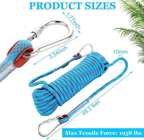 Boat Anchor Rope 50 FT Arborist Rope 10mm Marine Rope Camping Rope with Hook Outdoor Rope 2000Lbs Tree Stand Pull Up Rope Magnet Fishing Rope Safety Rope for Rappelling Hunting Rescuing Hiking in Saudi Arabia