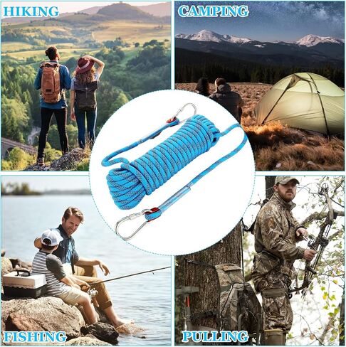 Boat Anchor Rope 50 FT Arborist Rope 10mm Marine Rope Camping Rope with Hook Outdoor Rope 2000Lbs Tree Stand Pull Up Rope Magnet Fishing Rope Safety Rope for Rappelling Hunting Rescuing Hiking in Saudi Arabia