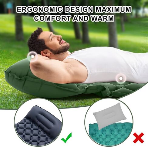 Sleeping Pad for Camping - Inflatable Camping Mat, Ultralight Air Mattress,Built-in Foot Pump Backpacking Sleeping Pad,Compact Sleeping Mats for Camping、Hiking、Traveling (Forest Green) in Saudi Arabia