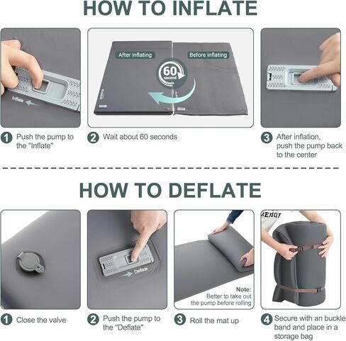 Elegear Self Inflating Sleeping Pad, Built-in Electric Pump 3.1" Ultra-Thick Memory Foam Camping Mattress Pad with Pillow Double Sleeping Pad for Camping R-value 9.5 Foam Camping Pad for Car/Traveling in Kuwait