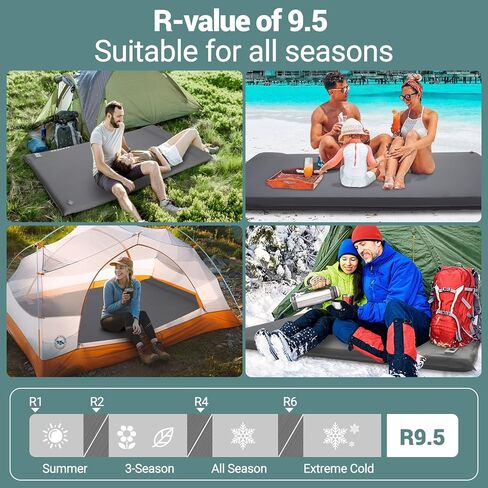 Elegear Self Inflating Sleeping Pad, Built-in Electric Pump 3.1" Ultra-Thick Memory Foam Camping Mattress Pad with Pillow Double Sleeping Pad for Camping R-value 9.5 Foam Camping Pad for Car/Traveling in Kuwait