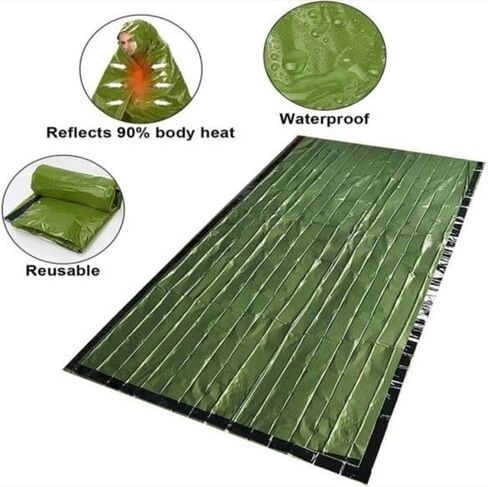 Emergency Bivvy Bag - Mylar Sleeping Bag, Space Blanket shelter, Reflects 90% Body Heat, Ripstop Carry Bag w/Whistle in Saudi Arabia