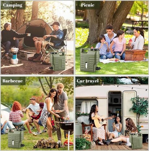 إبريق ماء للتخييم سعة 3.2 جالون، حاوية مياه للتخييم باللون الأخضر مع حنفية، خزان مياه محمول للتنزه في الهواء الطلق ومستلزمات الطوارئ للنزهات، خالية من مادة BPA in Kuwait