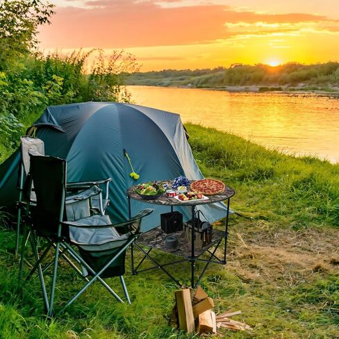 Portable Beach Table, Picnic Table 29 Inch Folding Table with 4 Cup Holders and Bag, Lightwegiht Camping Table, Tables for Beach, Outside, Picnic, Patio in Kuwait