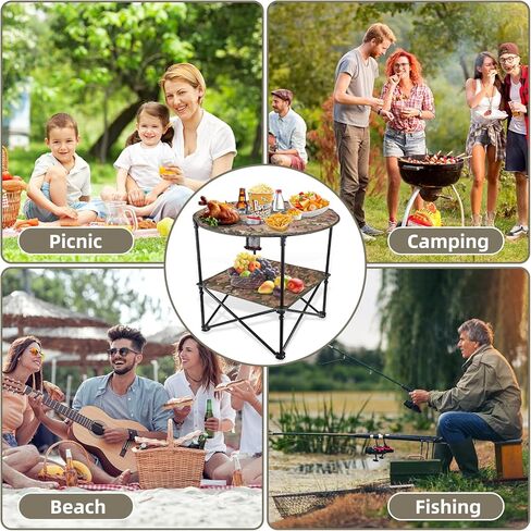 Portable Beach Table, Picnic Table 29 Inch Folding Table with 4 Cup Holders and Bag, Lightwegiht Camping Table, Tables for Beach, Outside, Picnic, Patio in Kuwait