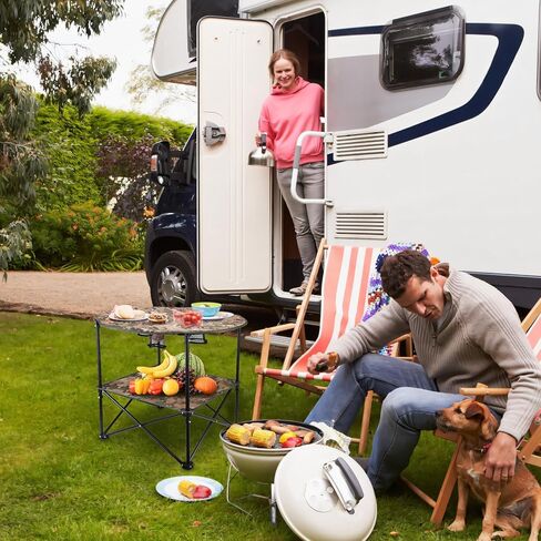 Portable Beach Table, Picnic Table 29 Inch Folding Table with 4 Cup Holders and Bag, Lightwegiht Camping Table, Tables for Beach, Outside, Picnic, Patio in Kuwait