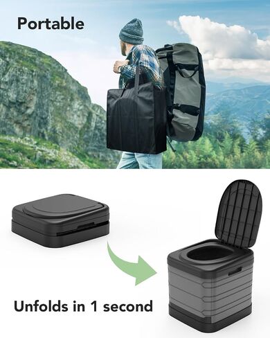 XXL Portable Toilet for Adults, Upgraded Camping Toilets Collapsible Toilet Extra Large 16.7-inch High Porta Potty for Camping Outdoor Activities and Travel, 18.1‘’*16.7''*16.7'' Gray in Saudi Arabia