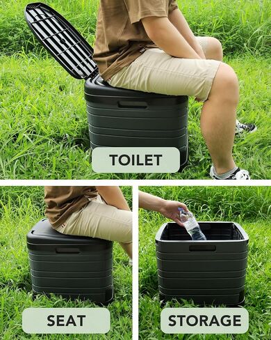 XXL Portable Toilet for Adults, Upgraded Camping Toilets Collapsible Toilet Extra Large 16.7-inch High Porta Potty for Camping Outdoor Activities and Travel, 18.1‘’*16.7''*16.7'' Gray in Saudi Arabia